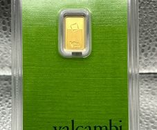 1gram Fine 9999 Gold Bullion Green Valcambi Bar.