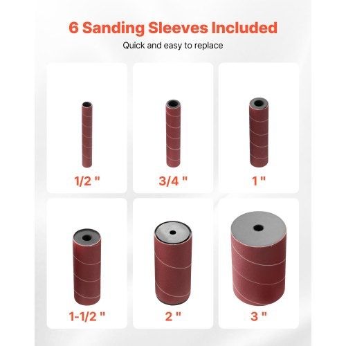 Oscillating Spindle Sander 2000RPM Benchtop Spindle Sander with 6 Sleeves (12.7-76.2 mm) 15 mm Stroke  Dust Connection Port for Furniture Finishing Crafts Sanding DIY Woodworking