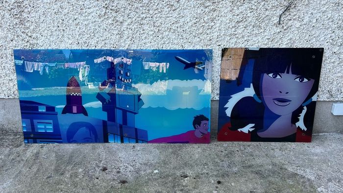 3 panels of a mural of Dublin from McDonalds Grafton Street