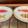 Modern Italian Serving Plates X 2 Hand Painted Stylised Fish Decor Ceramiche Alfa Image 10