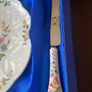 Large Ansley Garden Pattern cake plate and knife in box Image 2