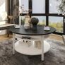 Round Lift Top Coffee Table with Storage and Hidden Compartment, 68cm Farmhouse Coffee Tables for Living Room Reception Room, 2 Tier Small Round Center Table Circle Dining Table, White Image 3