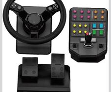 Logitech G steering wheel and side panel