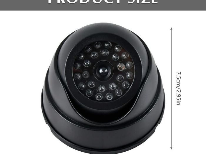 Dummy Cameras Fake CCTV 2PCS, Dome Dummy Fake Security CCTV Camera Simulation Monitor with Flashing LED Light, Dummy CCTV Camera Outdoor Indoor, Dummy Fake Camera Waterproof with 2 CCTV Signs + Screws