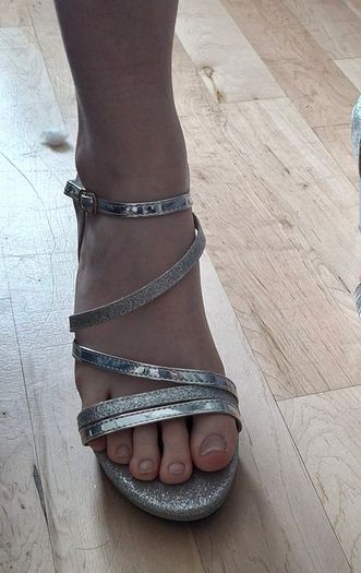 Debs Or Ty Ball Dress and beautiful mid heel silver shoes