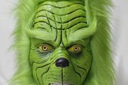 The Grinch Halloween latex mask with hair.