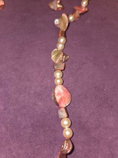 Natural Sea Shell and Pearl Necklace and earring set