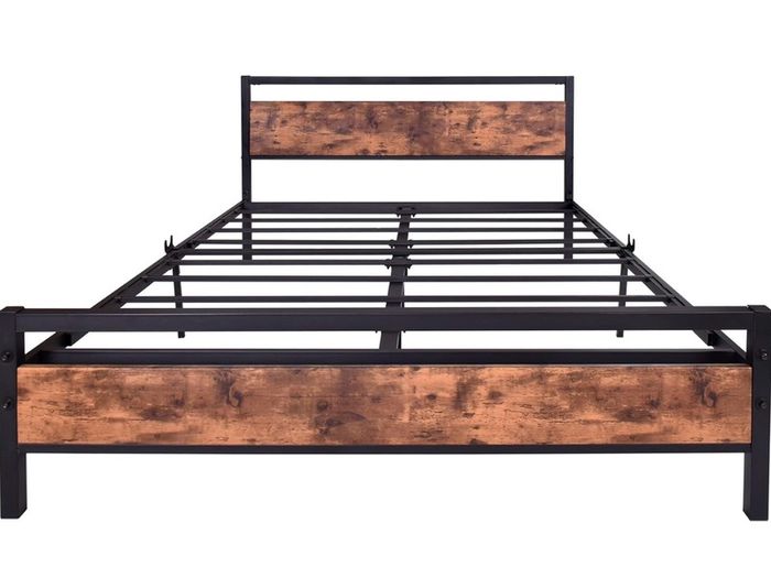 King Size Bed Frame with Wood Headboard