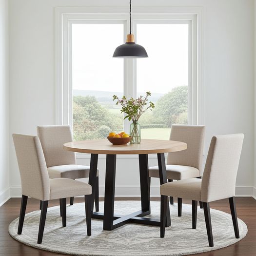 FLEXI 170 Extendable Round Dining Table Laminated or Veener Top 100-170cm