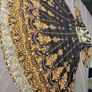 Black Flared Dress Beautiful Golden Work nd Print Image 3