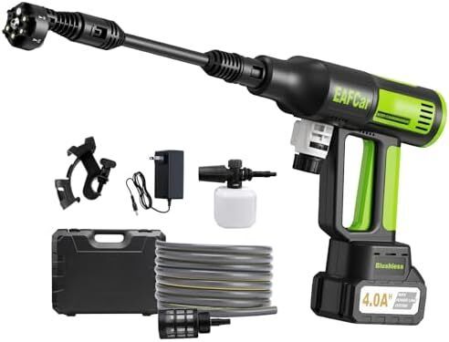 Cordless Pressure Washer, 20000mAh Battery, Portable Pressure Washer 1060PSI With 6-In-1 Nozzle, Foam Bottle, Handheld Brushless High Pressure Jet Washer for Car, Patio, Floor & Garden Cleaning