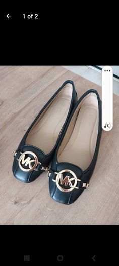 New mk black flat ballet pumps size 4