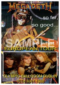 Megadeth Concert Poster-Olympic Ballroom,Dublin 1988