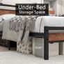 Double Bed Frame with Storage Wooden Headboard Shelf Image 4
