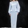 Confident Sensation Blue Floral Embroidery Pleated Sleeve Skirt Set Image 7