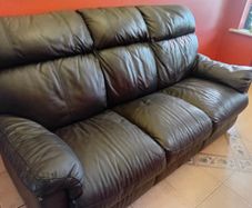 3 seater brown leather sofa