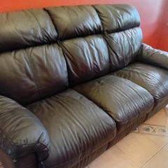 3 seater brown leather sofa
