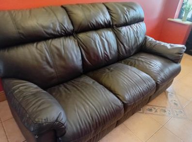 3 seater brown leather sofa