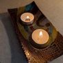 Studio Art Glass Hand Painted Multi-Color Double Tea Light Votive Candle Holder Image 4