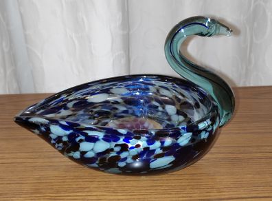 Vintage Murano style glass iridescent swan bowl/ tray