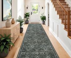 Runner Rug Washable Vintage Boho Carpet Runners for Hallways Non Slip 80x300cm Extra Long Green Runner Floor Mat for Door Kitchen Bedroom Living Room Laundry Home
