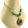 Vintage Green Aventurine Necklace with Murano glass pendant Image 2