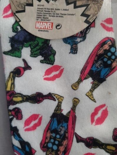 New socks Marvel tag attached