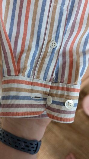Octobre Editions Mens Large Striped Linen Blend Shirt