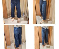H&M cropped wide leg blue jeans size UK10/EU38
