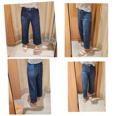 H&M cropped wide leg blue jeans size UK10/EU38