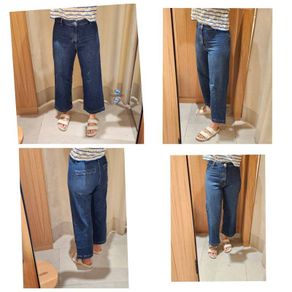 H&M cropped wide leg blue jeans size UK10/EU38