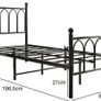 Single Metal Bed Frame 90 x 190 cm with Headboard and Footboard Heavy Duty Foundation,Metal Slat Support, Black Image 2