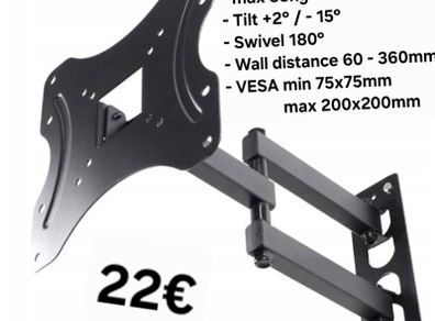 TV Wall Mount Bracket Arm Tilt Swivel 19-42"