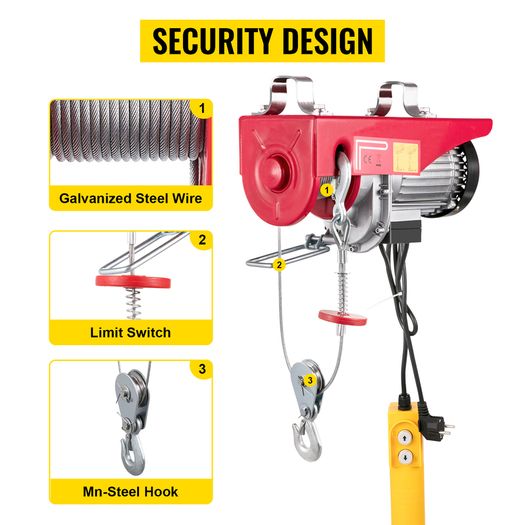 800Kg 1500Lbs Electric Hoist Winch Wire Lifting Engine Crane Lift Jack W/ Remote Control Garage Auto Shop Overhead Lift Winch