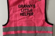 Granny's Little Helper - Size L/XL - Hi-Vis Jacket with Velcro Fastening for Kids | Pink