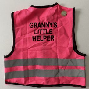 Granny's Little Helper - Size L/XL - Hi-Vis Jacket with Velcro Fastening for Kids | Pink