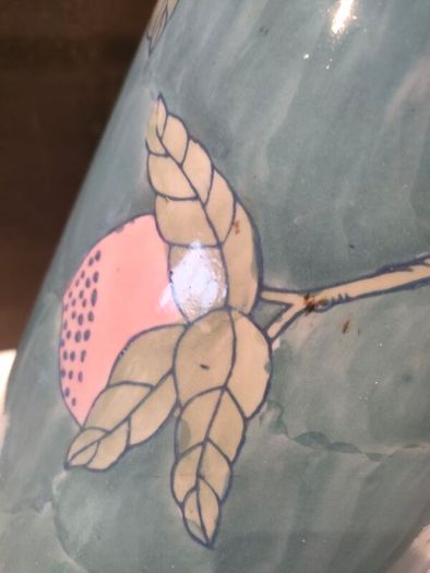 15" Early 20th Century Chinese Hand painted Cylinder Vase