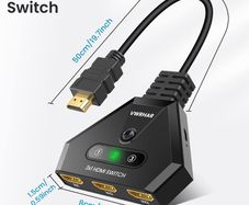 4K HDMI Switch - 3-Port Splitter with High-Speed HDMI Cable