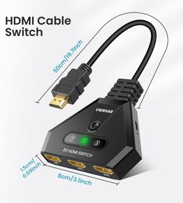 4K HDMI Switch - 3-Port Splitter with High-Speed HDMI Cable