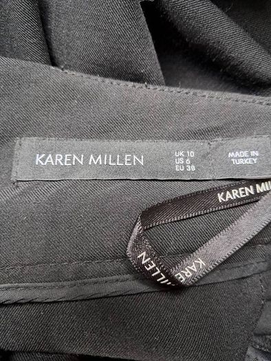 Karen Millen wool/leather trim high-waist Trousers