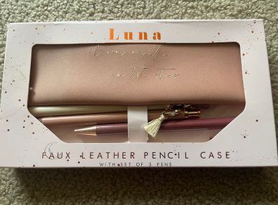 Luna Pencil Case & 3 Pens Gift Set