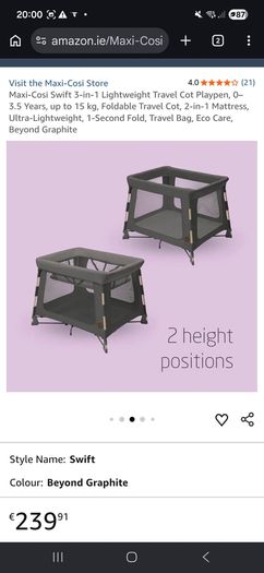 Maxi cosi swift 3 in 1 travel cot, play pen & bassinet