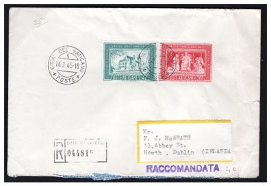 1964 Vatican The 500th Anniversary of Nicolaus Cusanus Commemorative Stamps Used on  cover to Ireland. Cancel of 16/02/1965