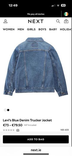 New Levi's Boys Trucker Jacket