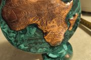 vintage AFRIQUE AFRICA Malachite Copper &amp; Brass MAP art sculpture.
