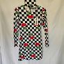 House Of Holland Cherry Print Checkered Racer Mini Dress RRP 120E Image 3