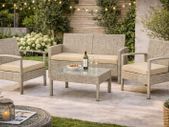 Garden Furniture Set for 4 People  Weatherproof Rattan Effect