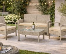 Garden Furniture Set for 4 People  Weatherproof Rattan Effect