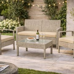 Garden Furniture Set for 4 People  Weatherproof Rattan Effect
