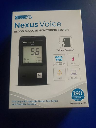 Gluco Rx nexus voice Blood Glucose monitoring diabetes system
